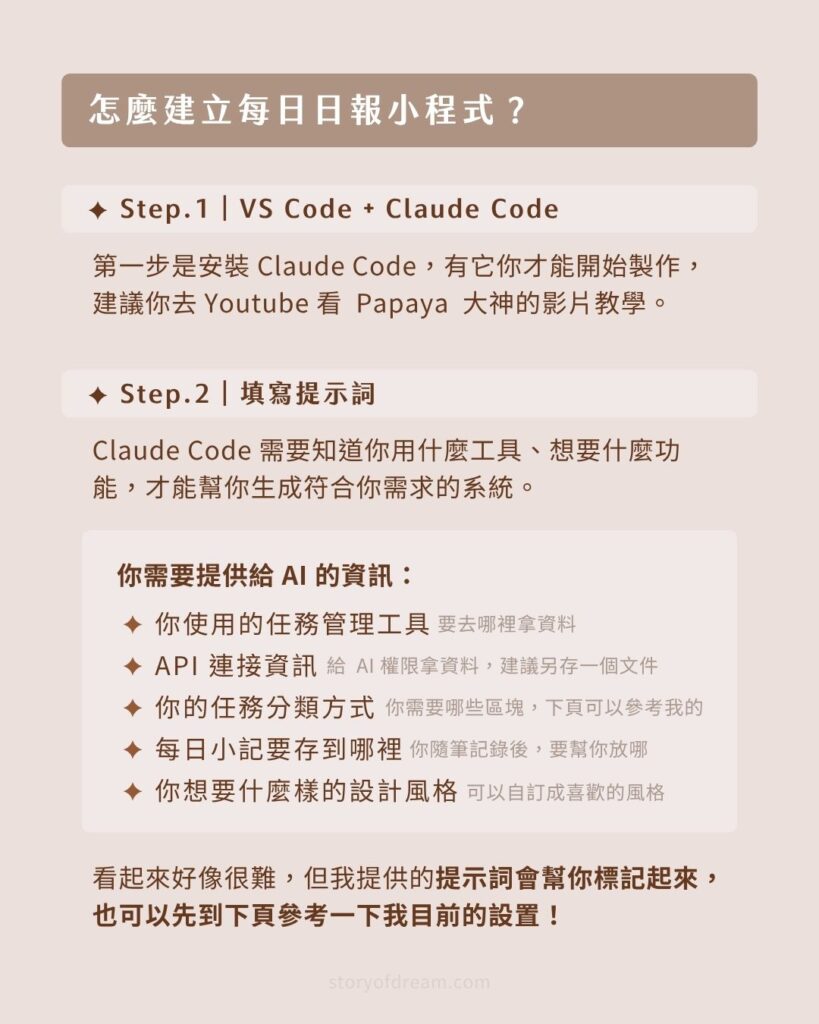 【提示詞模板】用 Claude Code 打造專屬日報小程式:4 步 Vibe Coding 你的每日儀表板 製作日報小工具