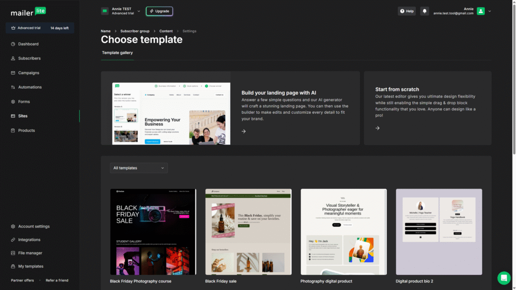 【2026 MailerLite 教學】最好上手的電子報工具,你適合用它嗎? Mailerlite Landing Page (4)