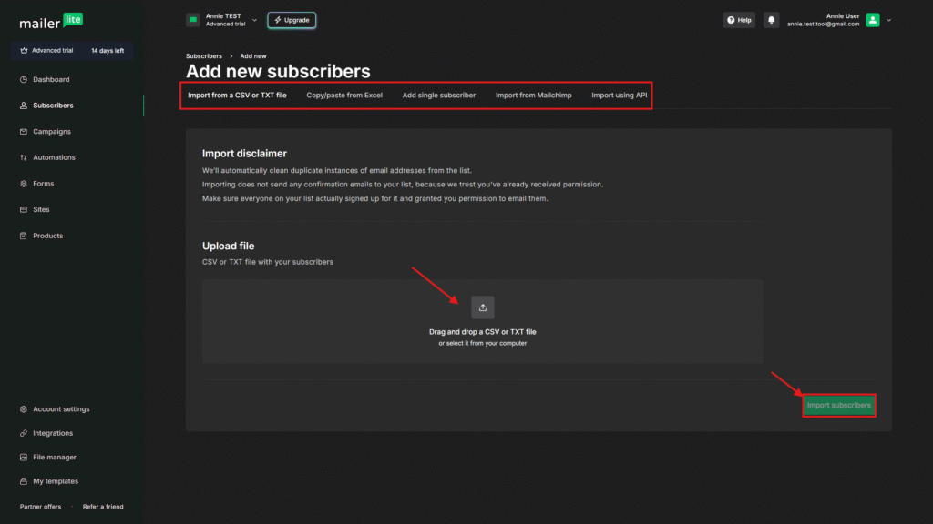 【2026 MailerLite 教學】最好上手的電子報工具,你適合用它嗎? Mailerlite 添加訂閱者 (3)