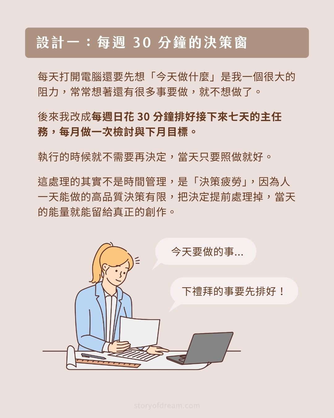 設計一：每週 30 分鐘決策窗概念圖